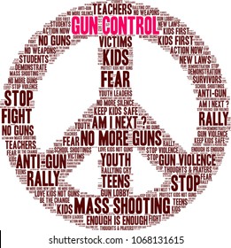 Gun Control word cloud on a white background. 