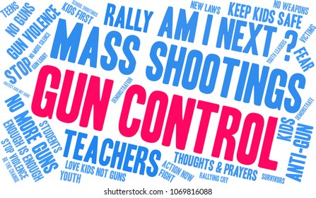 Gun Control word cloud on a white background. 