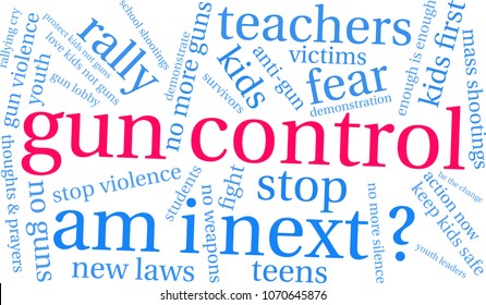 Gun Control word cloud on a white background. 