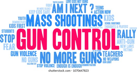 Gun Control word cloud on a white background. 