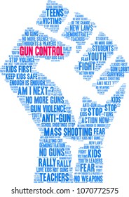 Gun Control word cloud on a white background. 
