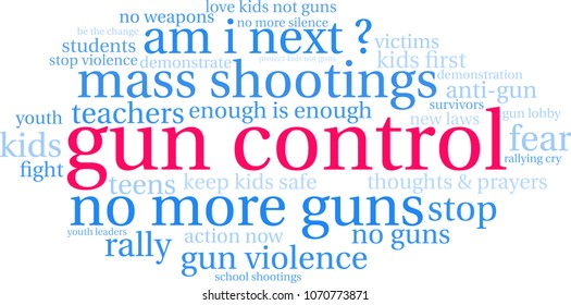 Gun Control word cloud on a white background. 
