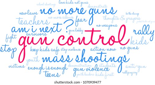 Gun Control word cloud on a white background. 