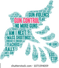 Gun Control word cloud on a white background. 