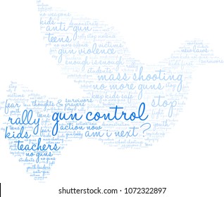 Gun Control word cloud on a white background. 