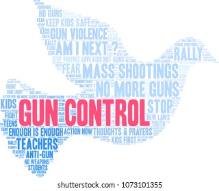 Gun Control word cloud on a white background. 