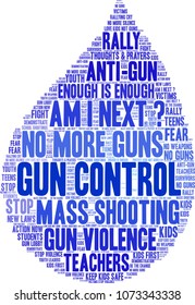 Gun Control word cloud on a white background. 