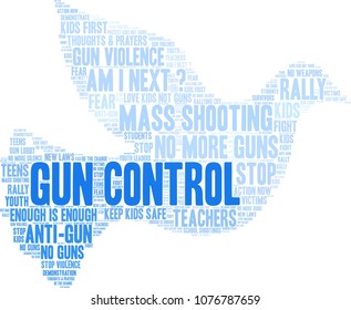 Gun Control word cloud on a white background. 