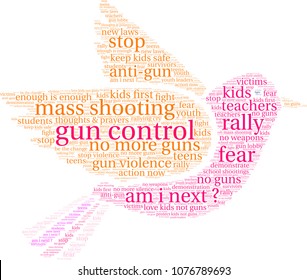 Gun Control word cloud on a white background. 