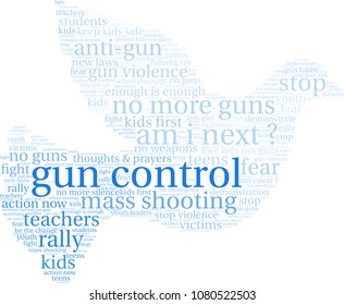 Gun Control word cloud on a white background. 