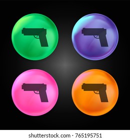 gun crystal ball design icon in green - blue - pink and orange.