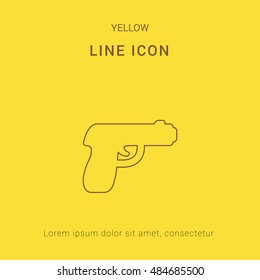 Gun Cute yellow thin line icon / logo Design