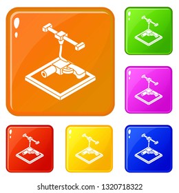 Gun d printing icons set collection vector 6 color isolated on white background