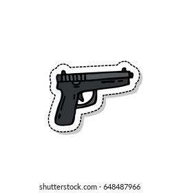 gun doodle icon, sticker