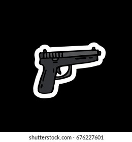 gun doodle icon, sticker