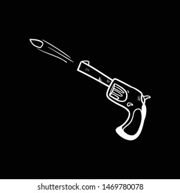 gun doodle icon vector hand drawing 