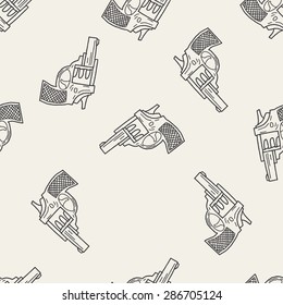 Gun Doodle Seamless Pattern Background