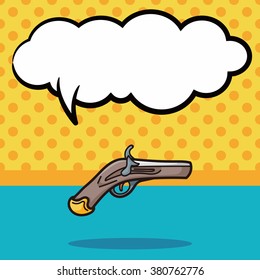 gun doodle, speech bubble