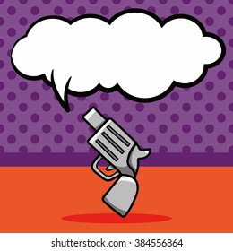 gun doodle, speech bubble