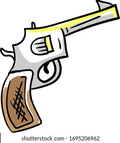 Gun drawing, illustration, vector on white background