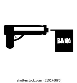 Gun with flag toy icon. Simple illustration of gun with flag toy vector icon for web