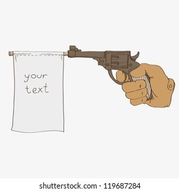 Gun with a flag vector illustration