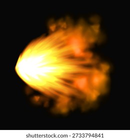 Gun flashe or gunshot animation. Fire explosion effect during the shot with the gun. Cartoon flash effect of bullet start. Shotgun fire, muzzle flash and explode