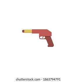 gun in flat design red color on white background stock vector illustration.