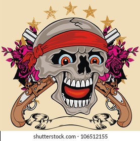gun flower skull