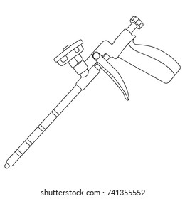 gun for foam, tool, icon, line drawing, sticker, separately on a white background