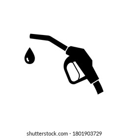 Pistola para la bomba de combustible con una gota de icono de combustible, de estilo sólido. Petróleo goteando de una bomba de gasolina. Ilustración vectorial. Diseño en fondo blanco. EPS 10