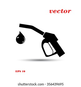 Gun for fuel pump with a drop of fuel, vector icon