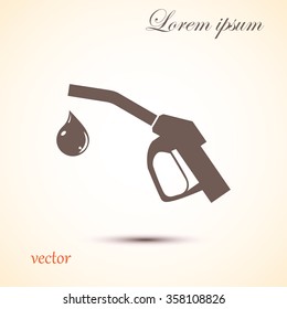 Gun for fuel pump with a drop of fuel, vector icon