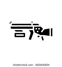 arma del futuro vector de icono de glifo. arma de futuro. símbolo de contorno aislado ilustración negra