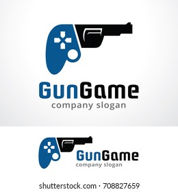 Gun Game Logo Template Design Vector, Emblem, Design Concept, Creative Symbol, Icon