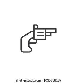 Gun game outline icon. linear style sign for mobile concept and web design. Revolver simple line vector icon. Symbol, logo illustration. Pixel perfect vector graphics