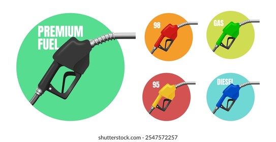 Gun from a gas station vector set
