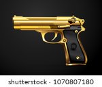 gun gold metal weapon vector illustration