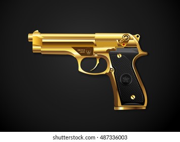 Gun Gold Vector Realistic Style