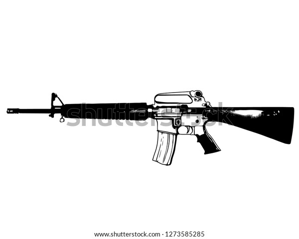 Gun Gp M16a1 Silhouette Weapons Stock Vector Royalty Free