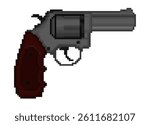 Gun gray color pistol. pixel art weapon
