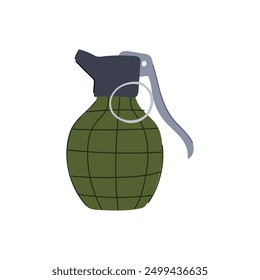 Karikatur einer Schusswaffengranate. Sprengstofflogotyp, Rosenmenschen, Militär Clippineapple Pistole Granate Zeichen. einzelne Symbol, Vektorgrafik