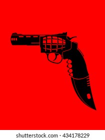 gun, grenade, knife and cutter in one set, vector