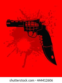 gun, grenade, knife and cutter in one set, vector