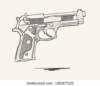 Gun. Hand drawn vector illustration.