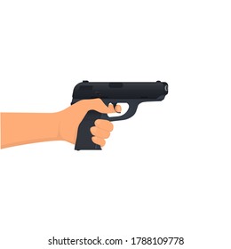 Gun in hand. Shooting weapons, vector illustration