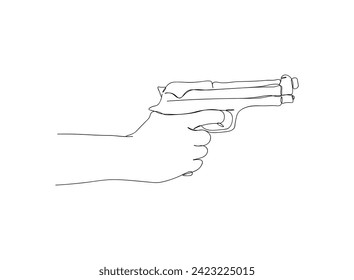 Arma con dibujo de una sola línea de mano