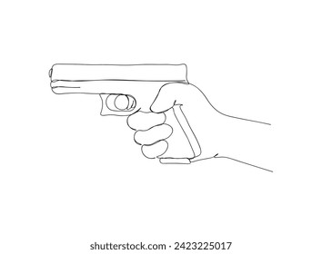 Arma con dibujo de una sola línea de mano