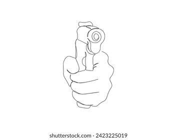 Arma con dibujo de una sola línea de mano