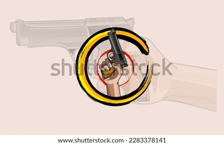 Gun in hand vector art and illustration , for tattos ,ico and backrground